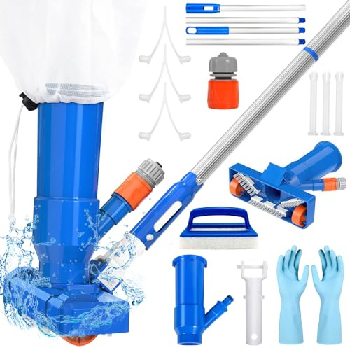 ZZXLOPEZ Aspirapolvere a Mano per Piscina, Kit di Pulizia e Manutenzione Portatile con 1,68m Palo Staccabile