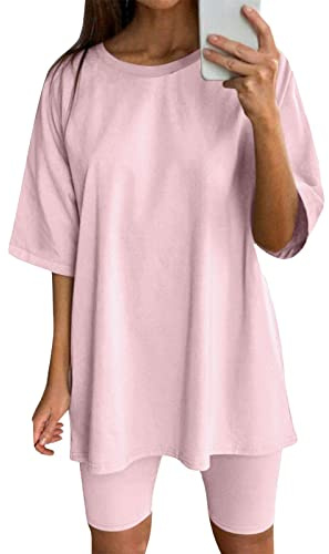 Womens Tracksuit Two Piece Outfit Soild Color Tracksuit Causal Oversized Outfit Ladies Long Sleeve Pullover and Loose Short Sweatpants Loungewear Sets Gym Activewear Y2k Jogger Sweatshirt Full Set