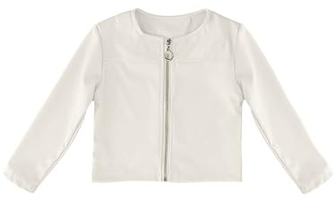 JOPHY & CO. Chaqueta Bolera Niña Ecopiel de manga larga (cód. 3071) (FR/ES, Edad, 12 años, Regular, Blanco zip)