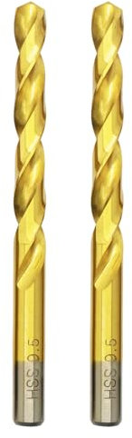 Broca HSS de titanio 9.5mm x 125mm x 2pcs Helicoidales para Metal, Acero Inoxidable, Madera, Plástico y Hierro