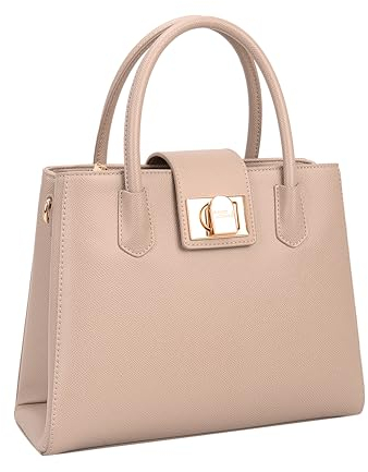 David Jones Paris – Handtasche für Damen – Handtasche aus Kunstleder – mittlere Größe – mehrere Fächer – schick modisch modisch Arbeit Abend Reise Stadt, Apricot, Medium