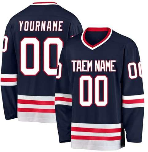 Custom Ice Hockey Jersey Personalized Printed Long Sleeves Hockey Jersey Apparel for Hockeys Fans Men Women Youth, 42 Colour Options for Team Uniforms, Gifts, S-5XL Size Range
