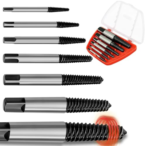 Snarflun 6 Pezzi Estrattore di Viti Kit 3mm-19mm, Estrattore Viti Danneggiate, Estrattori Per Viti Spanate, Estrattore Vite Danneggiata, Rotte Strumento di Rimozione Facile per per Bullone per Viti