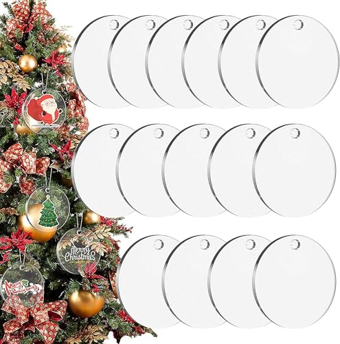 Disques Acryliques Transparents avec Trou, Lot de 15 Plaque de Acrylic Ronde, Feuille Acrylique Ronde Transparente 10cm pour DIY Porte-Clés, Peinture, Projets D'artisanat