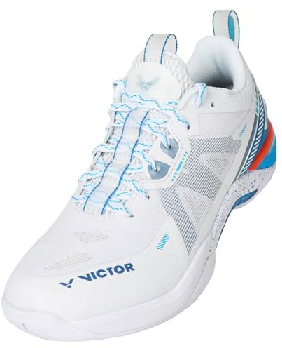 VICTOR S82 III AF Badmintonschuhe - Atmungsaktiv, Herren- und Unisex-Schuhe für Badminton & Squash, Weiß/Blau (Weiß/Blau, EU Schuhgrößensystem, Erwachsene, Herren, Numerisch, M, 44)