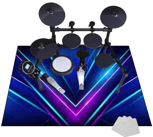 110 x 80 cm Tapis Insonorisé de Tambour Professionnel - Rectangulaire pour Batterie et Percussions Jazz, Grosse Caisse Claire et Autres Instruments de Musique Antidérapant