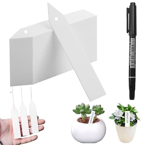 NOPKESV 100 pezzi Etichette Per Piante Impermeabile, Targhette, Accessori Giardino, Plastica, Vivai, Semi, Piante Ed Erbe Aromatiche (8x1.5 cm)