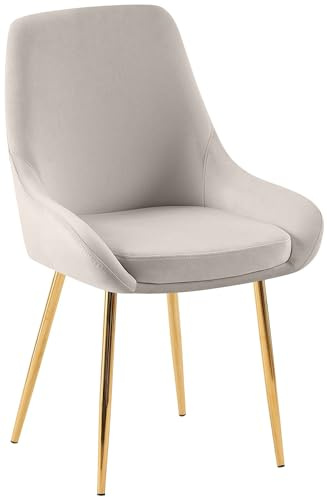 CLP Chaise de Salle à Manger Elmira I Chaise de Cuisine avec revêtement en Velours rembourré I Chaise rembourrée avec Dossier, Couleur:Gris, Matériel du Cadre:métal Or