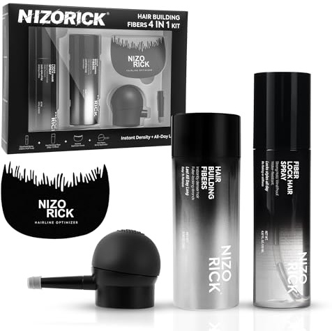 NIZORICK - Hair Thickening Fibers for Thinning Hairline - 28g Fill In Fine or Thinning Hair - Instantly Thicker Looking - Waterproof Root Touch Up Hair Color Powder (Hair Fibers Kit Dark Brown)