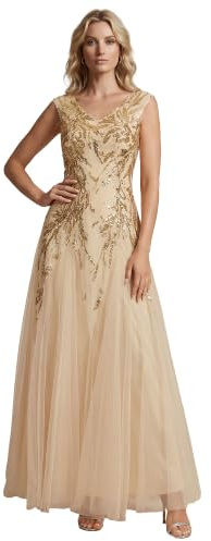 Ever-Pretty Robe de Soirée Femme Longue Paillettes Tulle Col V sans Manche EE02259