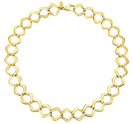 Breil, Collezione Elongé, Collana Donna, Catena in Acciaio Lucido con Maglie Romboidali, Chiusura a Moschettone, Lunghezza 45 cm, Idea Regalo Donna