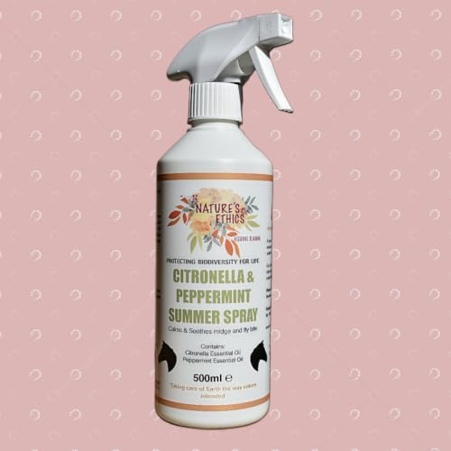 Nature's Ethics Citronella & Peppermint Summer Spray for Horses, Calms & Soothes Midge and Fly Bite, 500ml