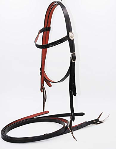 AMKA Westernzaum Stirnband mit Prägung schwarz mit Zügel Western Trense Western Zaum