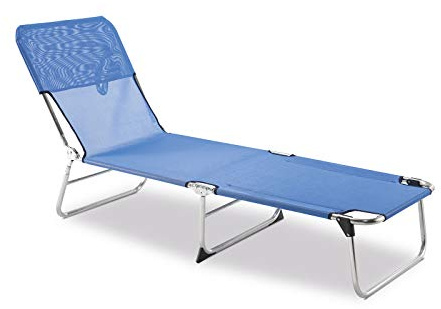 SOLENNY Hamaca Plegable Tumbona de Jardín y Playa con 3 Patas Sin Muelles 190x61x30 cm Color Azul Tejido lavable y Pies Estabilizadores para Mayor Seguridad