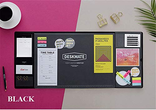 Ommda Wasserdichte Schreibtischunterlage mit PVC Transparenter Auflage Multifunktionale Taschen Office Mauspad Groß für Büro und Zuhause,Schwarz,32x70cm