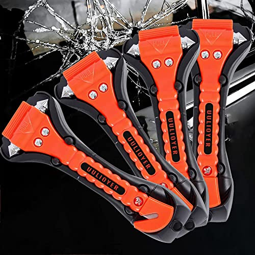 UUlioyer 4 Pièces Brise Vitre Coupe Ceinture, Accessoires Auto, Marteau de Sûreté de Voiture, Gadget Voiture