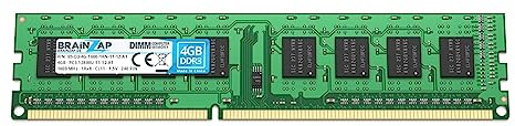 BRAINZAP 4GB DDR3 RAM DIMM PC3-12800U-11-12-A1 1Rx8 1600 MHz 1.5V CL11 Computer PC Arbeitsspeicher