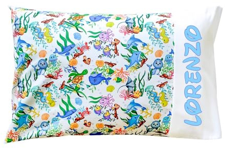 Federa personalizzata con nome per cuscino lettino bambino, idea regalo (40 x 60, MARE NEW)