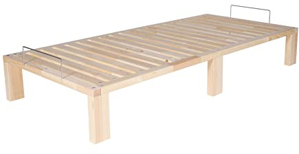 Gigapur Kiefer massiv Holzbett G56, naturbelassen, mit Standardfuß 25 cm Höhe, inkl. Lattenrost und Matratzenbügeln, Liegefläche 100x200 cm