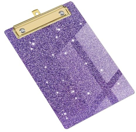 Mabta Acrylic Office Clipboard Glitter File Clipboard Writing Tablet 4x6Inch Clipboard with Low Metal Clip and Hanging Hole