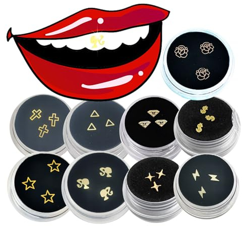 Copper Tooth Gems Gold 9 Boxes Form Ultra Thin Veneer Tooth Gem Suppliers Girl Cross Shape Teeth Jewelry