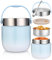 Thermobehälter für Essen 1200ml, Thermoschüssel mit Deckel, Warmhaltebehälter aus Edelstahl mit Faltbaren Löffel, Lunchbox Thermo Kinder Erwachsene für die Aufbewahrung von Brei, Suppen, Eiscreme,Blau