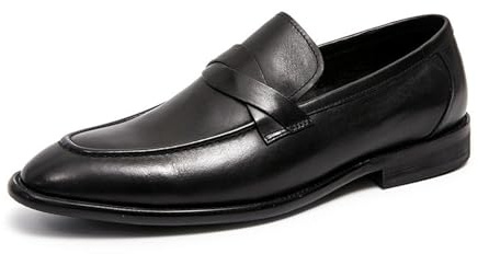 Uomo Mocassini Slip on Scarpe da Abito Formale, Punta Quadrata per Lavoro E Casual, Stile Oxford Business,Nero,48 EU