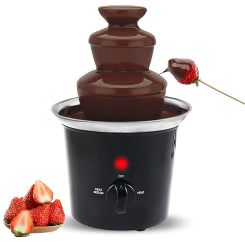 Fontana di cioccolato, macchina elettrica a 3 livelli, set di fontane in acciaio inox, capacità 375 ml, 60 W, riscaldamento separato commutabile per brunch, feste, Natale, Capodanno