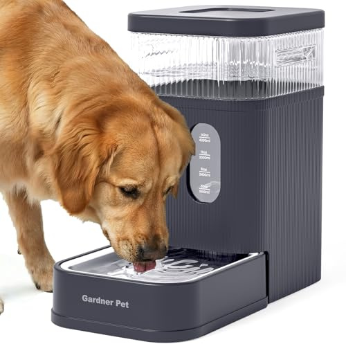 Gardner Pet Automatisk vattendispenser katter, 8,5 l, grå | Gravity drickskål, skål i rostfritt stål, utan elektricitet, BPA-fri
