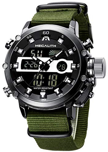 MEGALITH Military Watches for Men Digital: Tactical Wristwatch with Analog Dual Time Display - Waterproof Sport Heavy Duty Watch for Men with LED Alarm Stopwatch Date - Gifts for Him