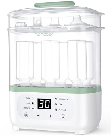 Momcozy Stérilisateur Biberons Électrique, Séchoir- Stérilisateur en 1, Stérilisation Multifonctionnel Compact pour Accessoires Lait et Tire-Lait​