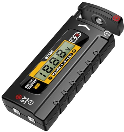 Probador Digital de Pilas,Comprobador para Pilas de Botón | Analizador Tester Digital con Pantalla - Probador para Hogar y Oficina de Baterías AA AAA C D 9V y de Botón