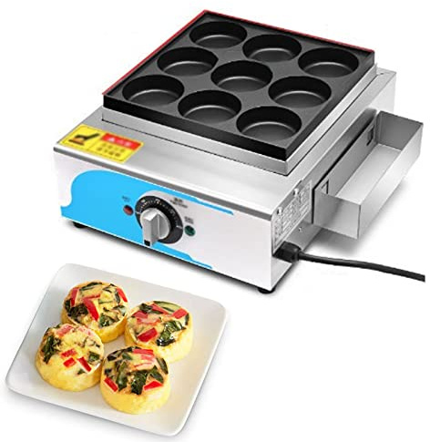 Sous vide-stil familjestorlek äggbitsmaskin för frukostbitar, smörgåsar, djup fyllning non-stick matlagningskammare, mångsidig multigrill för fluffiga omeletter, kyckling, lax, varma smörgåsar, 9 hål