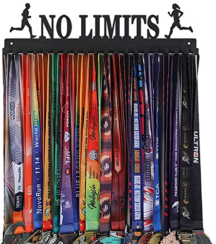 Goutoports Medal Holder Display Hanger Rack Frame for Sport Race Runner Sturdy Black Steel Metal Over 60 Medals (HOL07H)