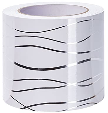 Dostear Panneau de décoration auto-adhésif amovible pour cuisine, salle de bain, carrelage, autocollant mural, motif vague blanche, 20 x 500 cm