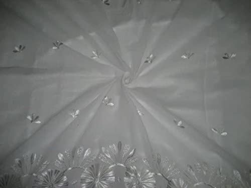 Tissu voile de coton ~ Blanc avec broderie - 4,6 m de coton