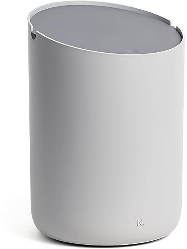 Kazai.® Mini-Avfallskorg 'Tove' - Exklusiv Minidesignskorg från Berlin | För Badrum, Kök & Skrivbord | 1,5 liters kapacitet, Halkfri, Inre hink | Ljusgrå, Mörkgrå