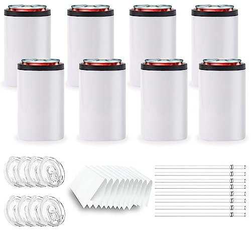 Raffreddatore per lattine a sublimazione da 325 ml, isolato, in acciaio inox, per raffreddare lattine di birra e birra (confezione da 8)