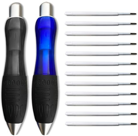 Lyforx 14pcs Big Fat Pens Aids Writing - 2 Pens + 6 Black Refills + 6 Blue Refills for Tremor, Arthritis, Parkinson, Handicap, Carpal Tunnel