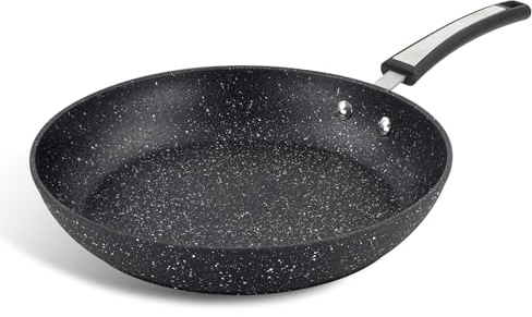 Scoville Xtra 28cm Frying Pan, Non Stick Frying Pan, NEVERSTICK Coated, Suitable for All Hobs, Rapid Heat Conduction, Perfect for Frying Eggs, PFOA Free, Aluminium, Black [Amazon Exclusive]