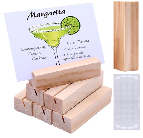 TETEWEVER 20 Stück Tischkartenhalter Holz, Kartenhalter Holz, Fotohalter Holz, Postkartenhalter für Restaurants, Hochzeiten, Bankette und Partys(7×2,3×1,7cm)
