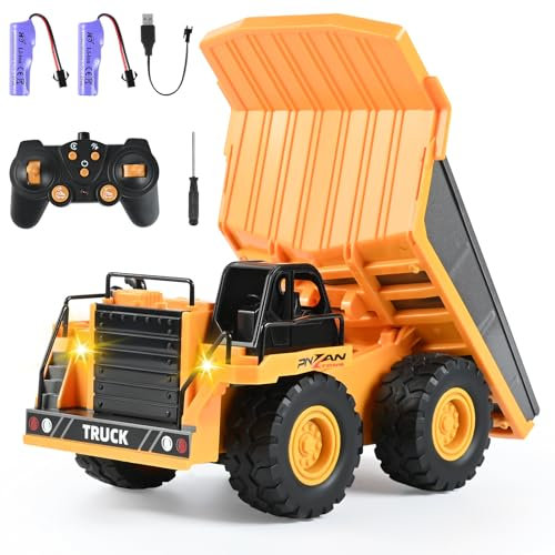 Ferngesteuerter Muldenkipper, ferngesteuertes Baufahrzeug für Kinder mit-Metallbett-Lichtton und wiederaufladbarer, RC Kipper Kipplaster Spielzeug Baustellenfahrzeug, Kipper Dumper Geeignet für Kinder