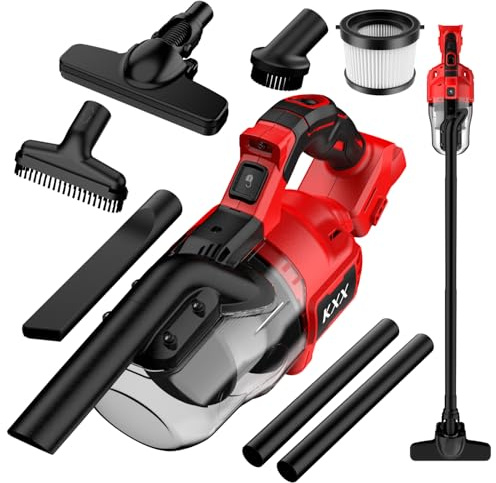 KXX Cordless Vacuum for Milwaukee M18 Battery, 5 in 1 Handheld Electric Vacuum Cleaner with 500W Powerful Motor, 46 CFM Portable Hand Vacuum with Filtration HEPA for Floor, Carpet, Car (Tool Only)