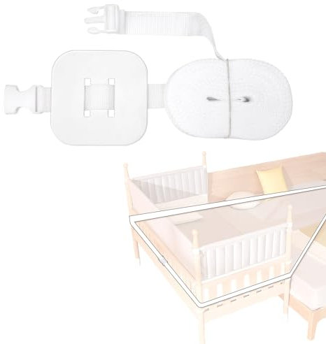 Mikiuly Correa para Cuna de Bebé,8M Correa para Camas Auxiliares,Fijación de Cuna Auxiliar,Universal para Camas Somier Blanco Accesorios,Protector Cuna Fijación de Auxiliar Accesorios de Cama