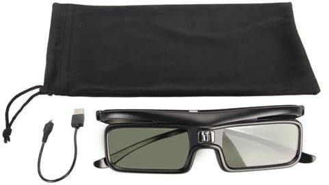 Segrehy Lunettes 3D à obturateur Actif, taux de rafraîchissement de 144 Hz, Rechargeables, Transmission Lumineuse élevée, pour projecteur 3D DLP Link, adaptées aux Personnes myopes,
