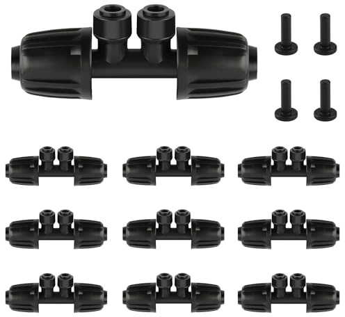Kalolary 10 connettori rapidi a T spinati da 1/2 a 1/4, raccordi a innesto per irrigazione a goccia, anti-perdite, per tubi di irrigazione, con connettore a 4 vie e 4 spine