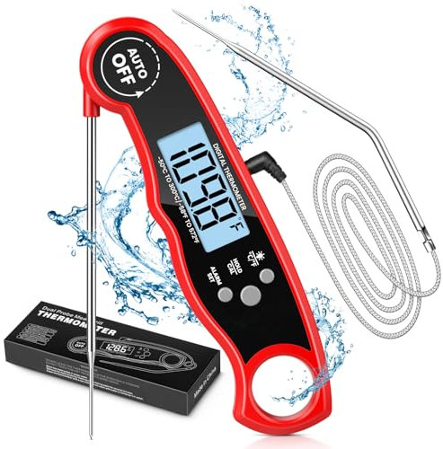 maxtachi Termometro Cucina Digitale, Termometri per Alimenti Lettura Istantanea e Precisa, Doppie Sonde Termometro Cucina Professionale, Termometro Barbecue Carne per Forno,BBQ,Olio,Latte