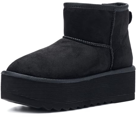 Shenduo Women's Winter Platform Boots - Ankle Snow Boots with Thick-Soled 4UK Black D9378 37EU