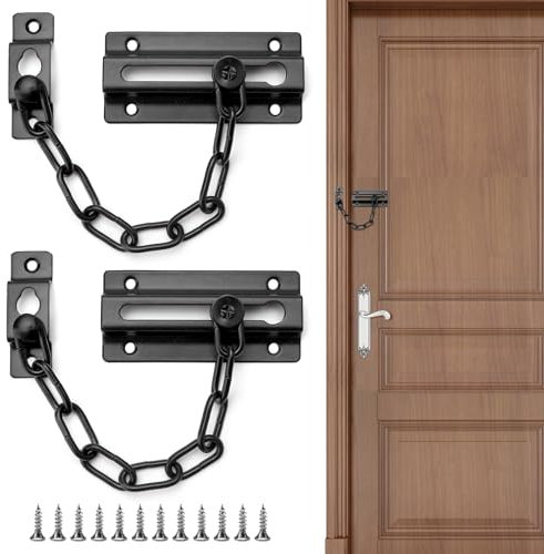 APOMOONS Lot de 2 chaînes de porte en acier inoxydable avec vis - Chaîne de porte intérieure - Chaîne de porte d'entrée - Chaîne de sécurité antivol - Pour hôtel, famille, portes intérieures