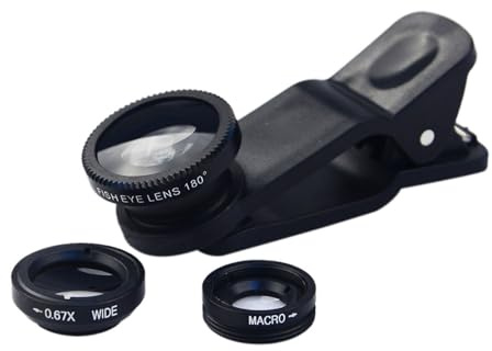 Telefon FISHEYE LENS - TELEFON LENS KIT | 3 I 1 Telefonkameralins 180 ° Fisheye -objektiv 10x makrolins 0,67x vidvinkellins | Mobiltelefonlins kit kompatibel med de flesta telefoner